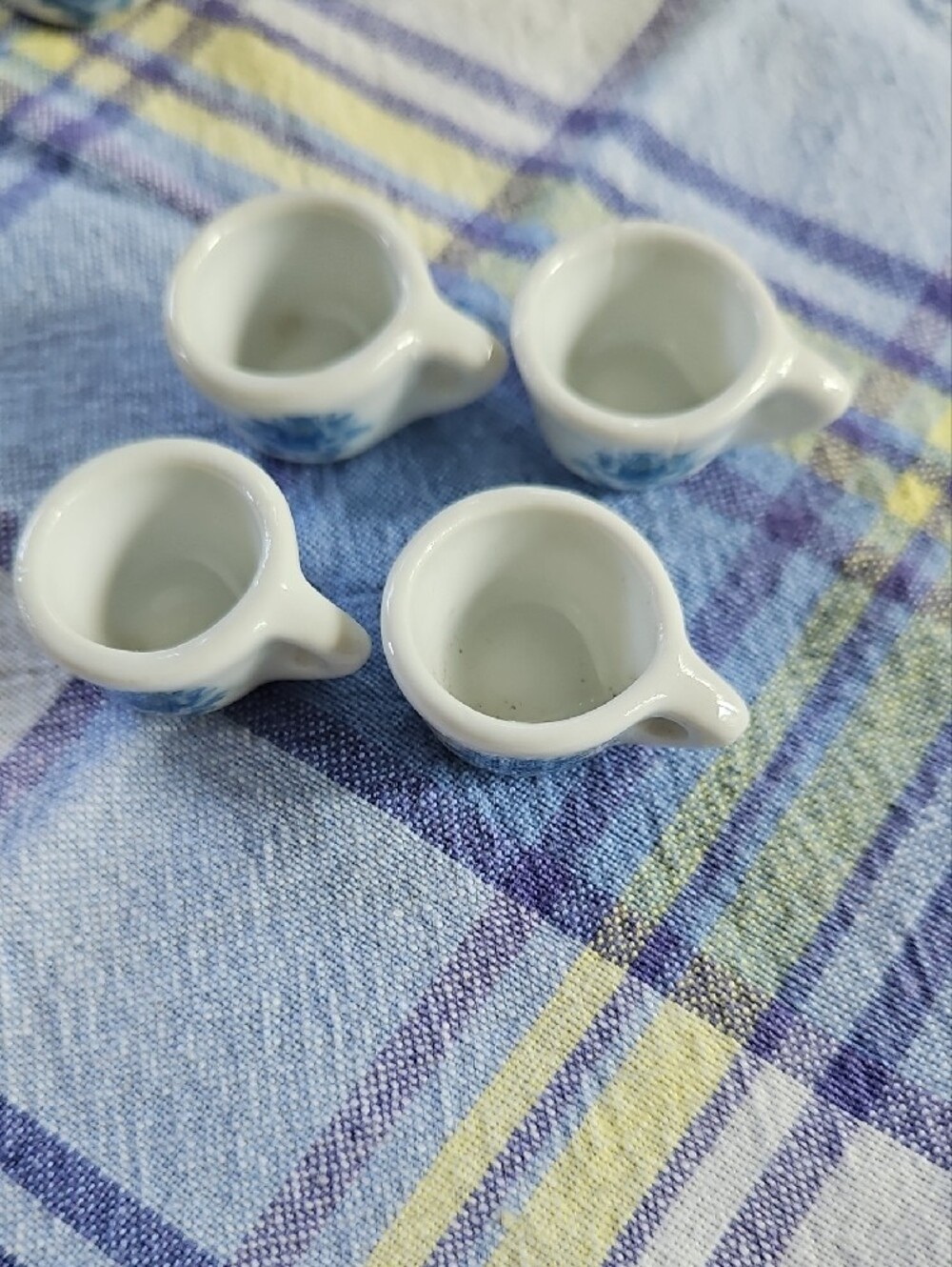 VTG 13 PC Miniature Ceramic Tea Set with Blue Floral Motif - Picture 6 of 11